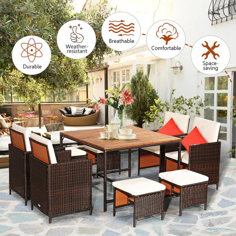 Sol 72 Outdoor™ Negril 8 Person Square Outdoor Dining Set with